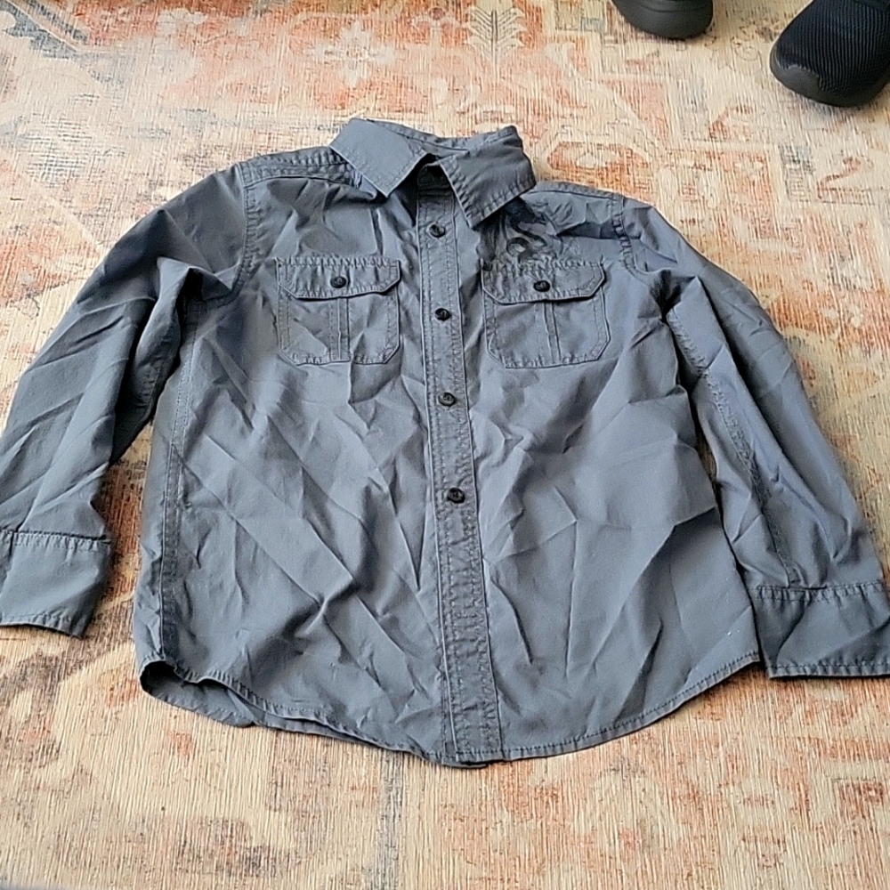 Grey button up with Chinese dragon